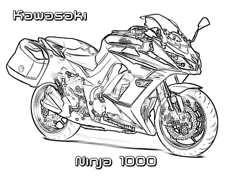 Desenho de Moto Kawasaki Ninja 1000 para Colorir