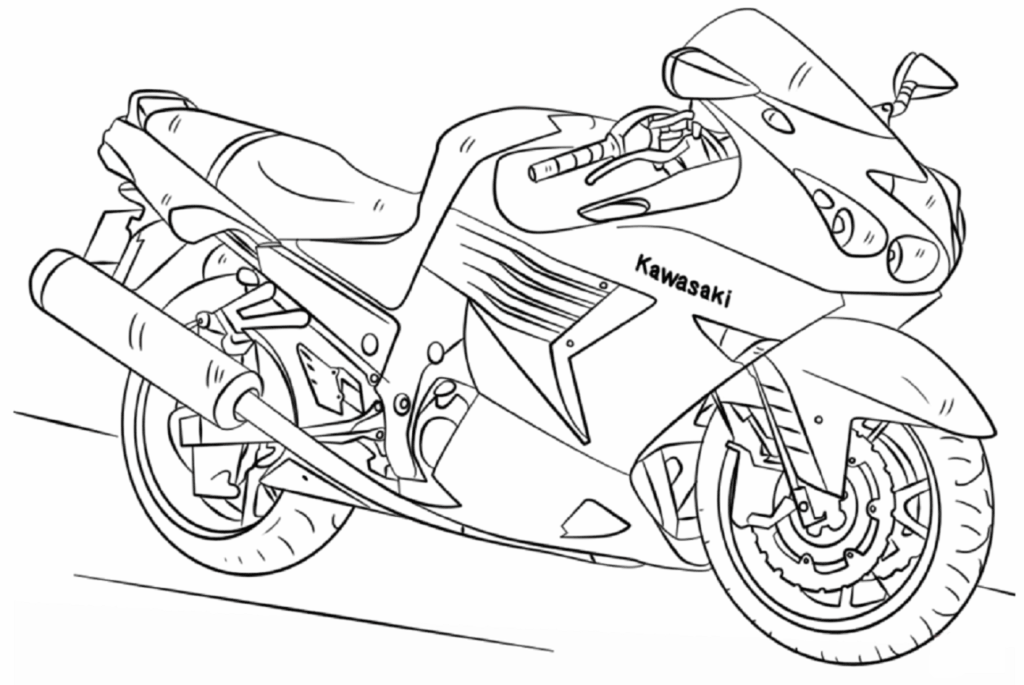 Desenho de Moto Ninja Zx 14 para Baixar e Colorir