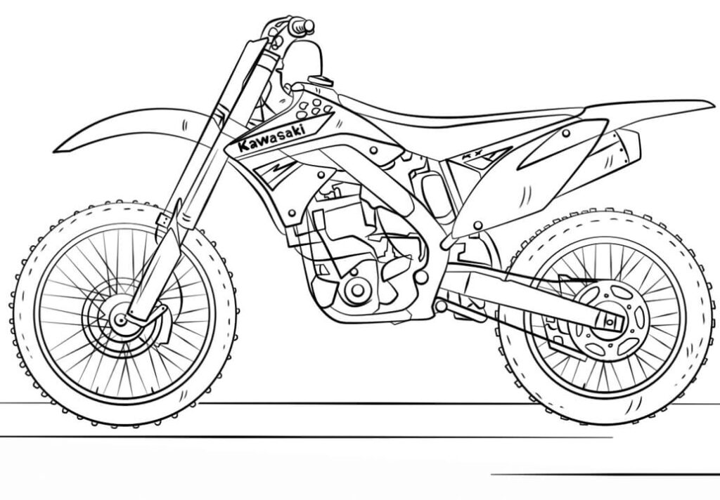 Desenho de Motocicleta Kawasaki para Colorir