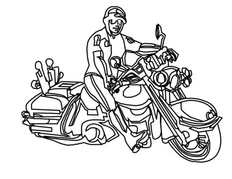 Desenho de Policial em Moto para Colorir