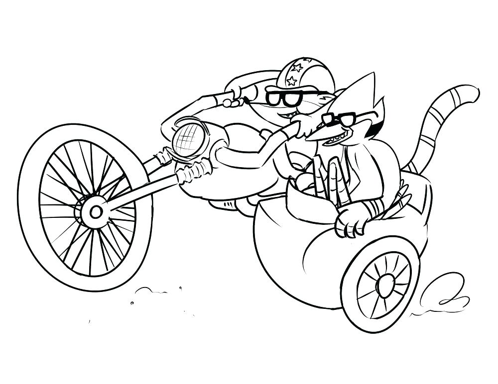 Desenho Pdf dos Personagens de Apenas um Show em Moto Correndo