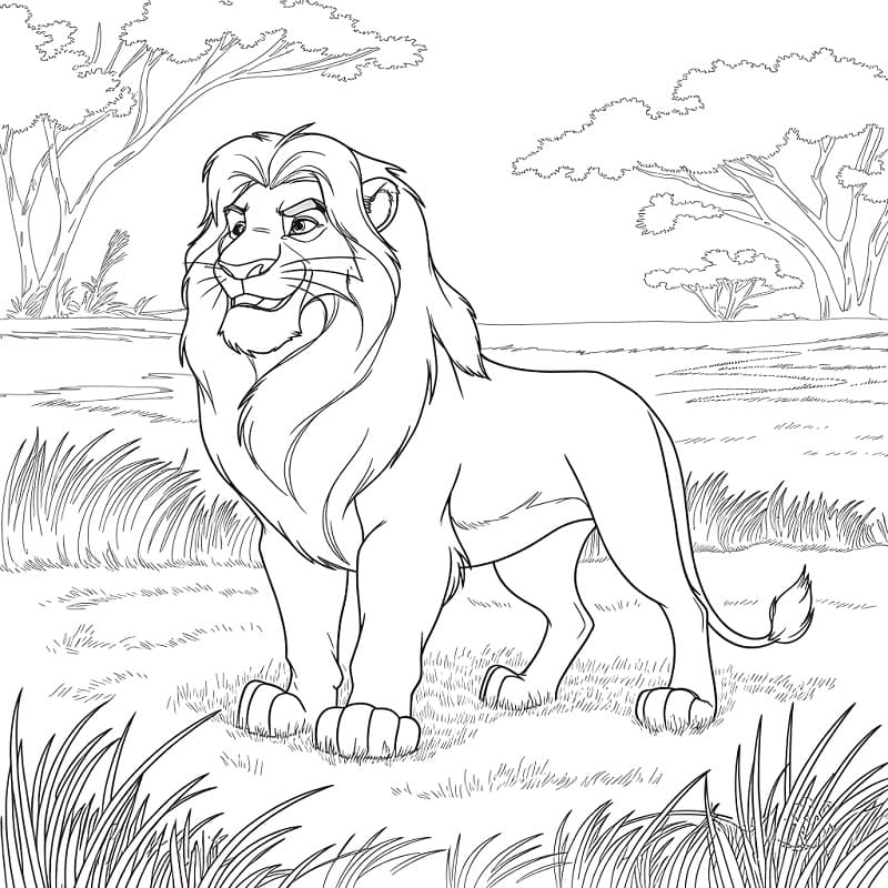 Desenho de Mufasa Grátis para Crianças para Colorir