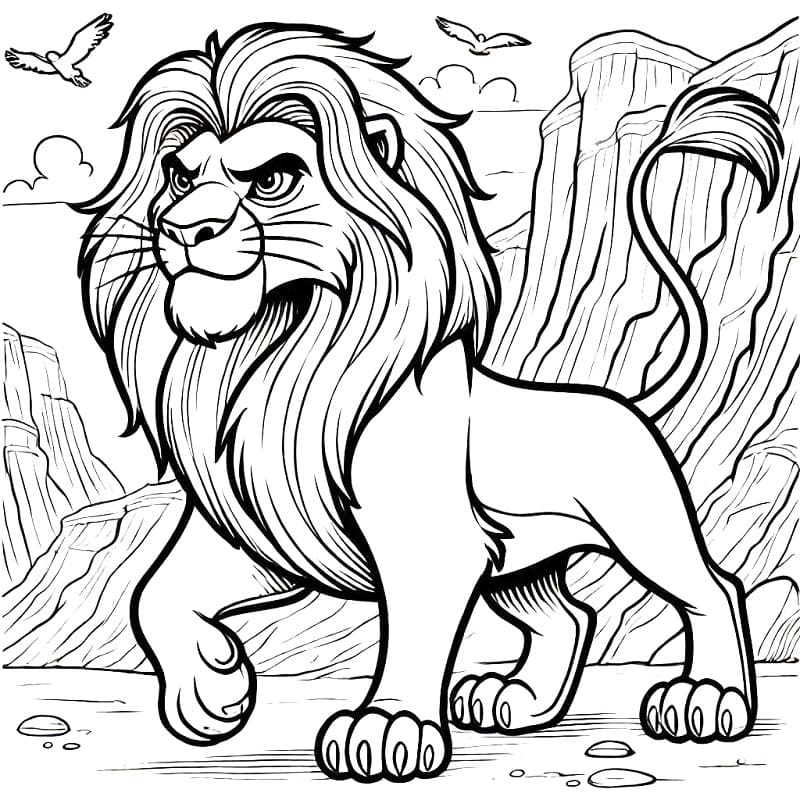 Desenho de Mufasa Imprimivel Grátis para Crianças para Colorir