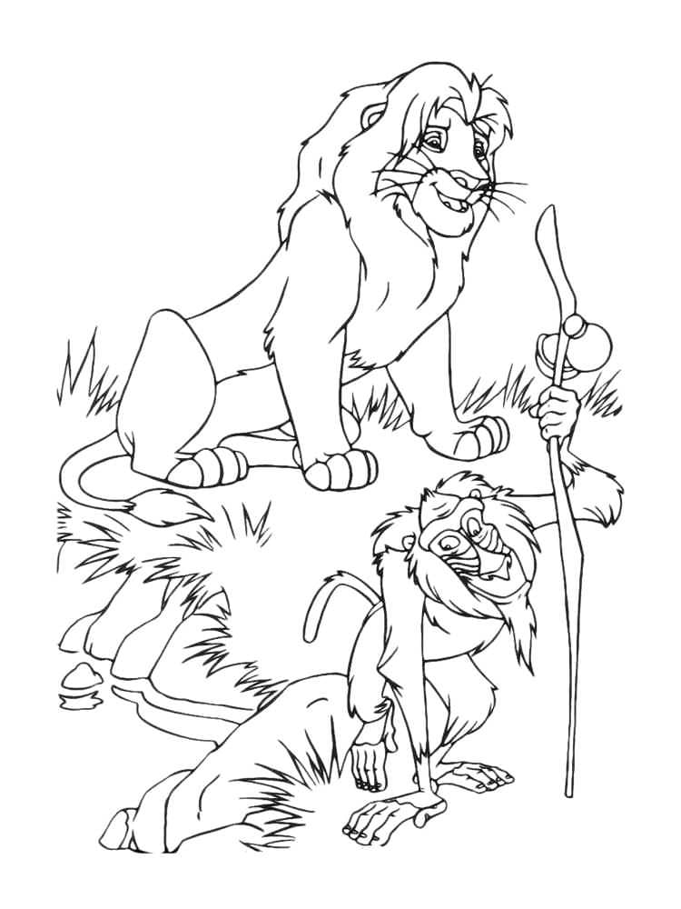 Desenho de Mufasa e Rafiki para Colorir