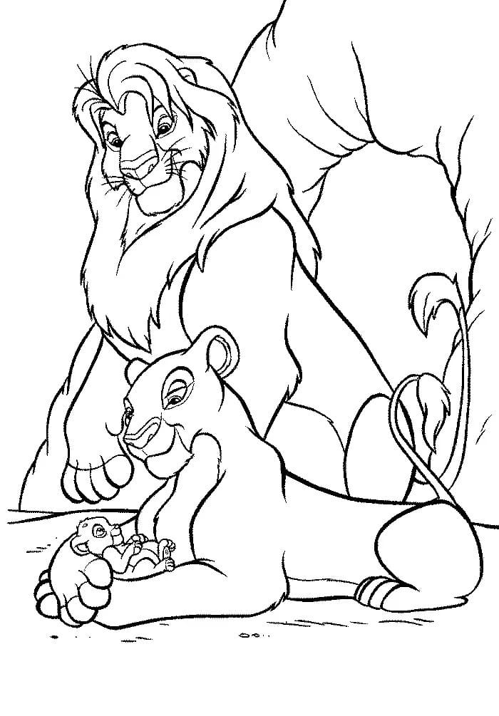 Desenho de Mufasa e Sarabi para Colorir