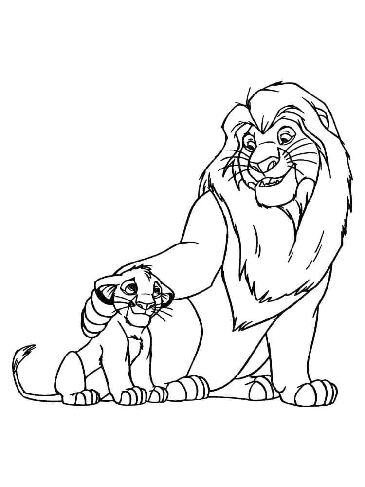 Desenho de Simba e Mufasa para Colorir