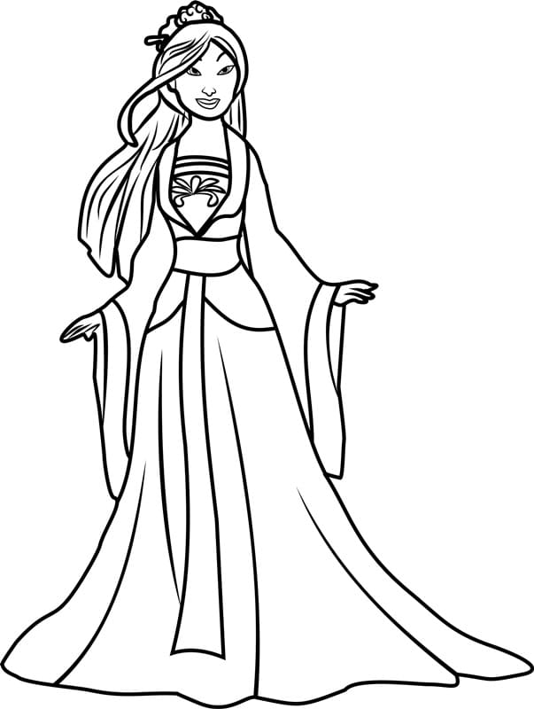 Desenho de Linda Mulan para Colorir