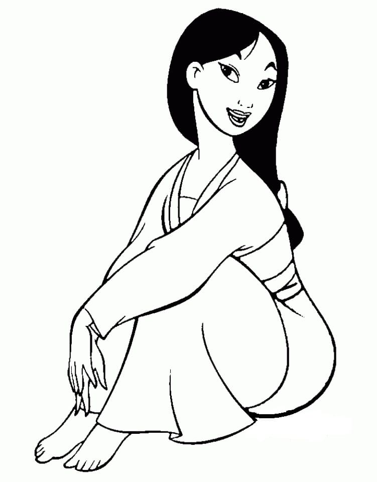 Desenho de Mulan Adorável para Colorir
