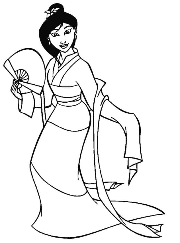 Desenho de Mulan Infantil para Colorir