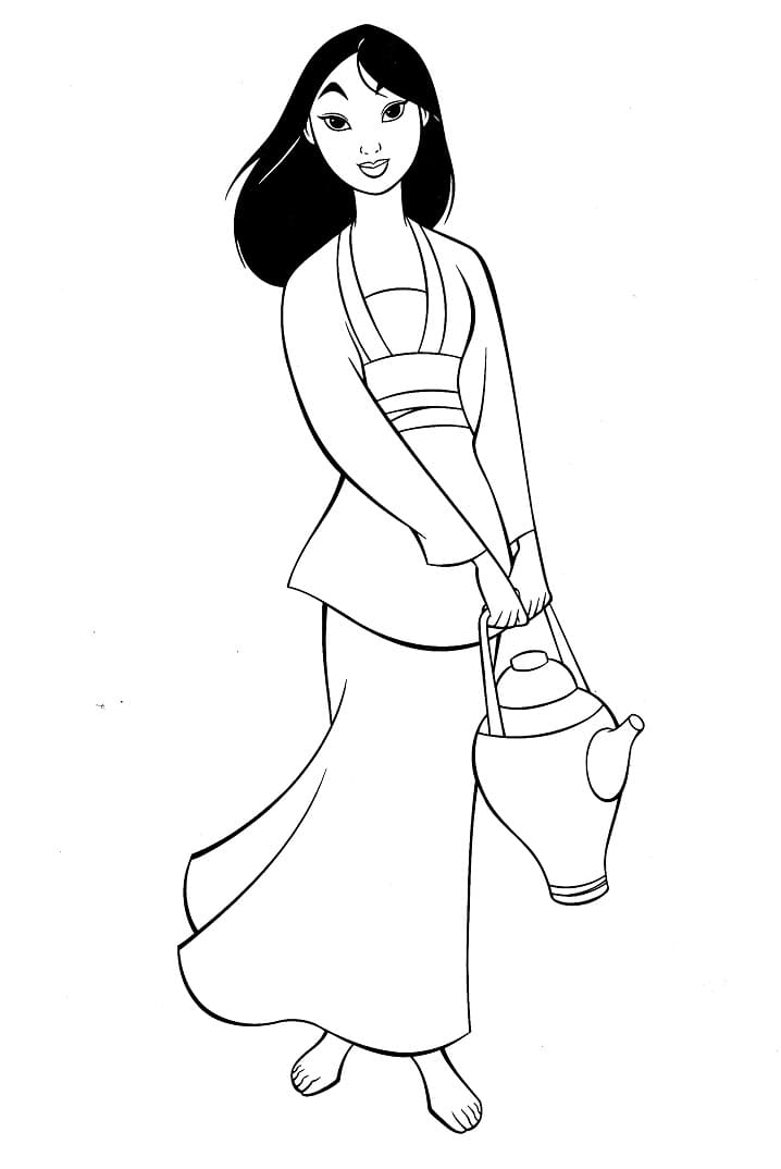 Desenho de Mulan para Colorir Pdf