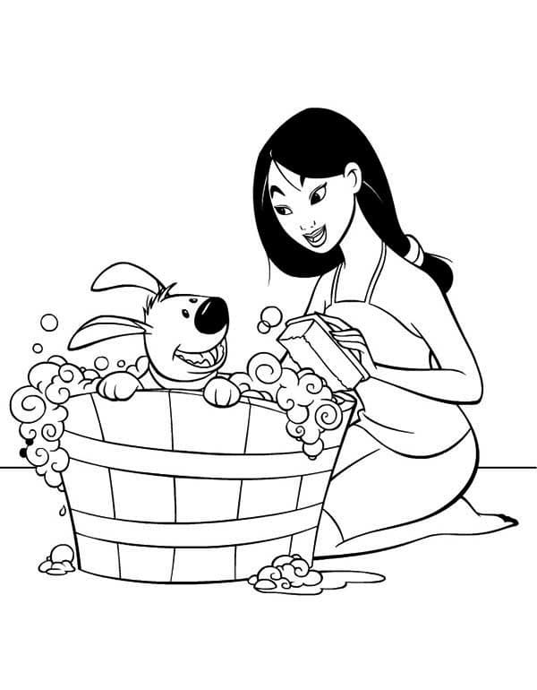 Desenho de Mulan para Colorir