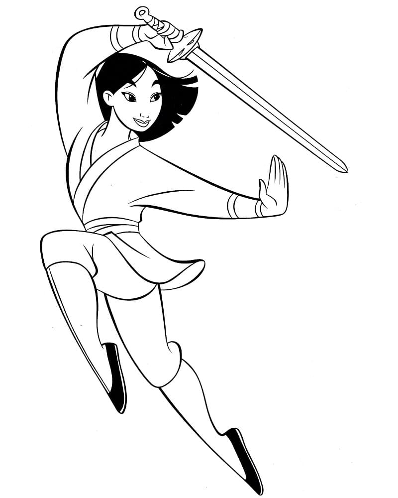 Desenho de Mulan para Imprimir