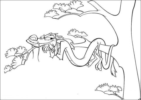 Desenho de Mushu em Uma árvore para Colorir