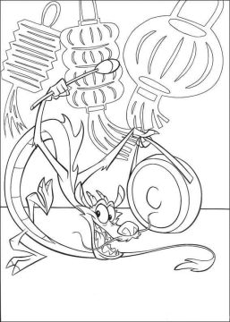Desenho de Mushu Feliz para Colorir
