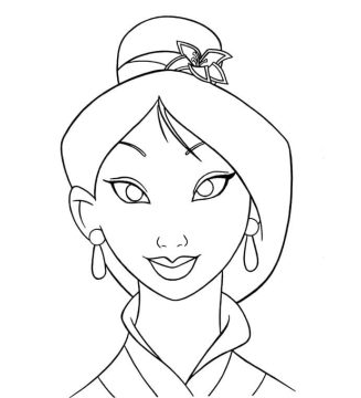 Desenho Rosto de Mulan para Colorir