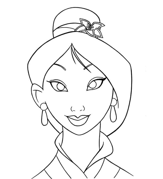 Desenho Rosto de Mulan para Colorir