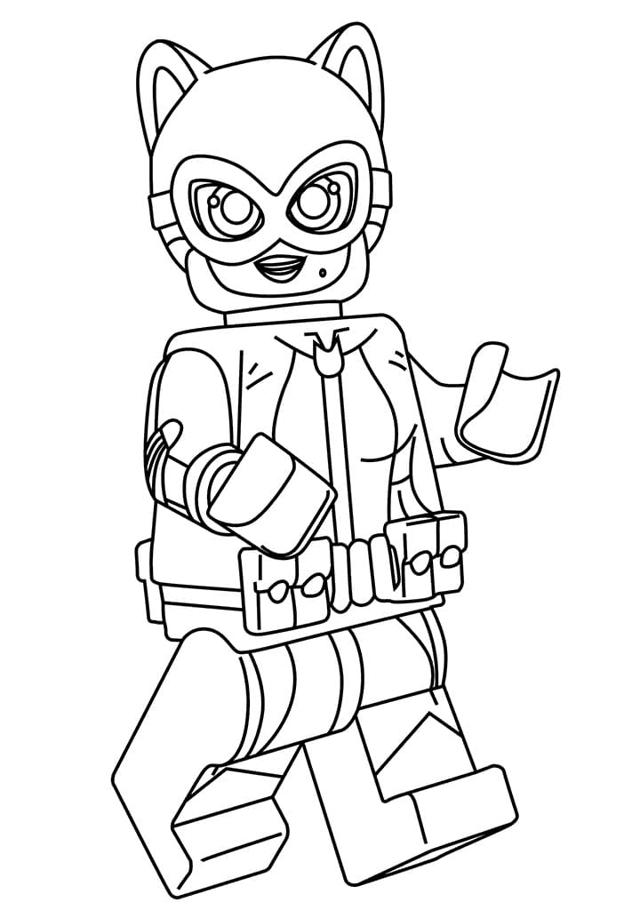 Desenho da Mulher Gato Lego para Colorir