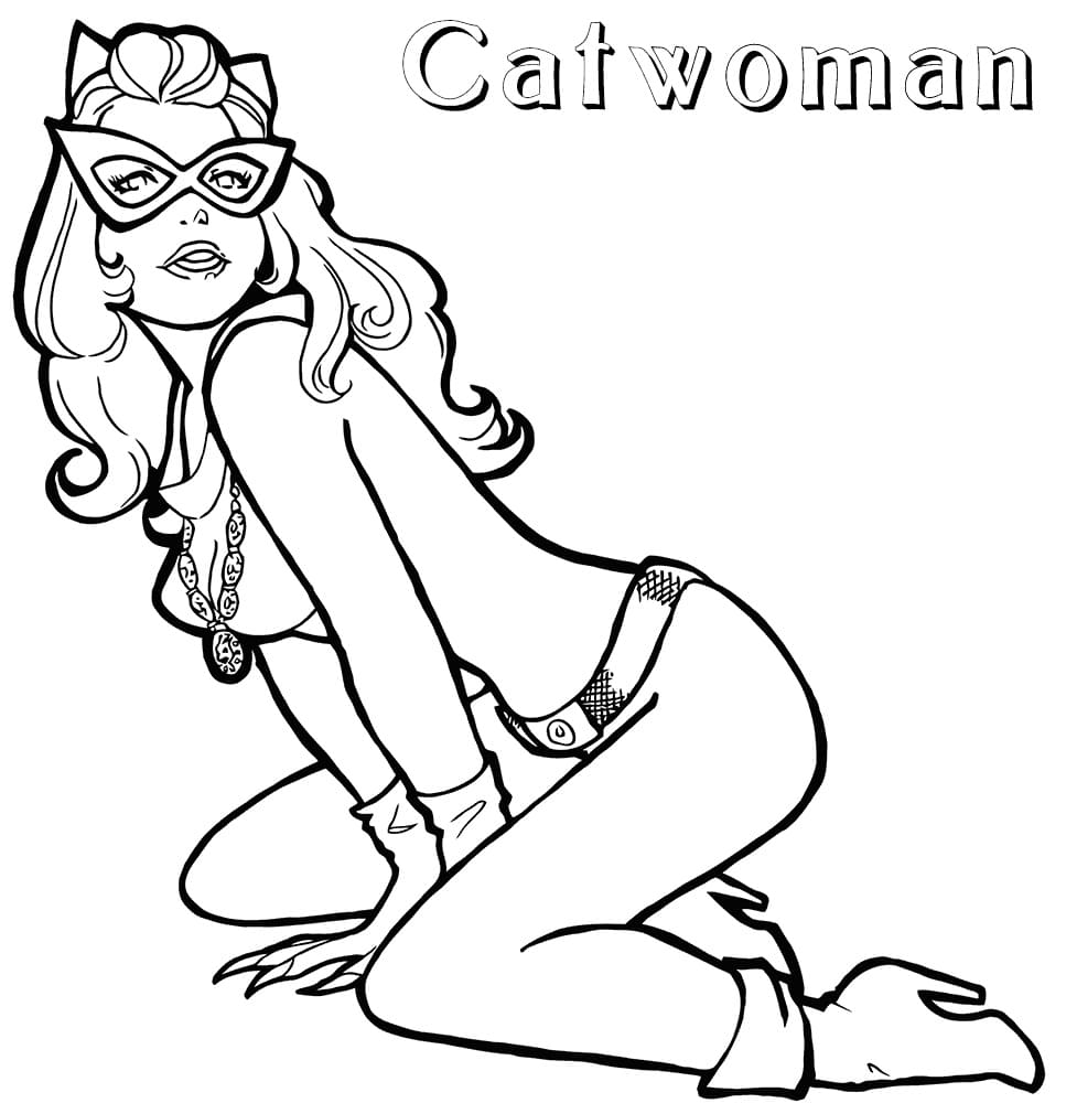 Desenho de Mulher Gato para Colorir Grátis