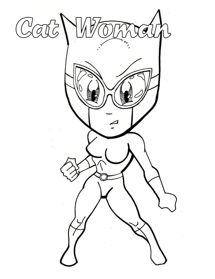 Desenho Mulher Gato Fofa para Colorir