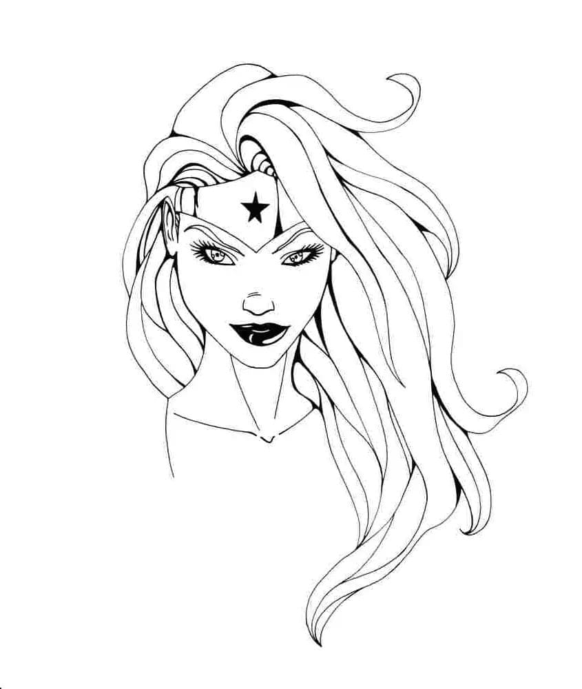 Desenho de Cara de Mulher Maravilhá para Colorir