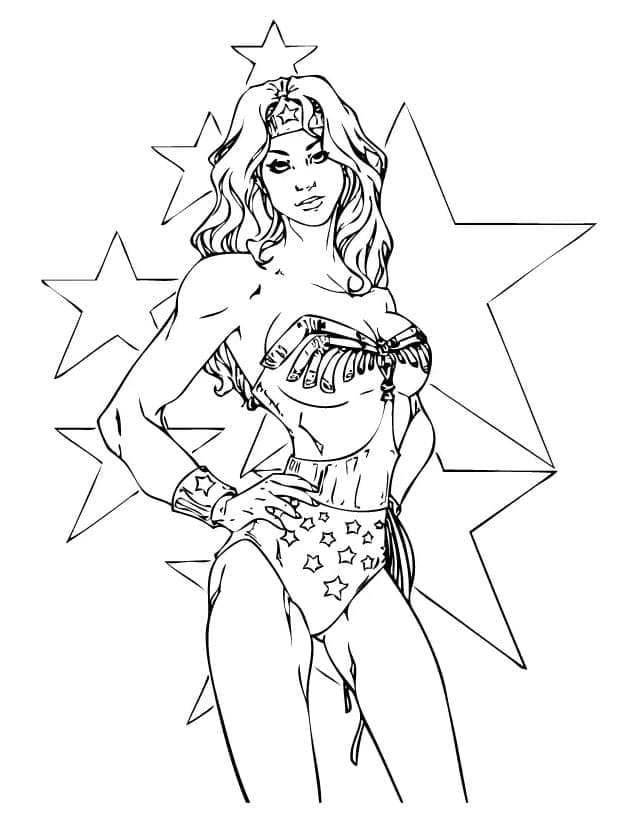 Desenho de Imprimivel Mulher Maravilhá para Colorir