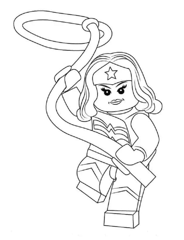 Desenho de Lego Mulher Maravilhá para Colorir