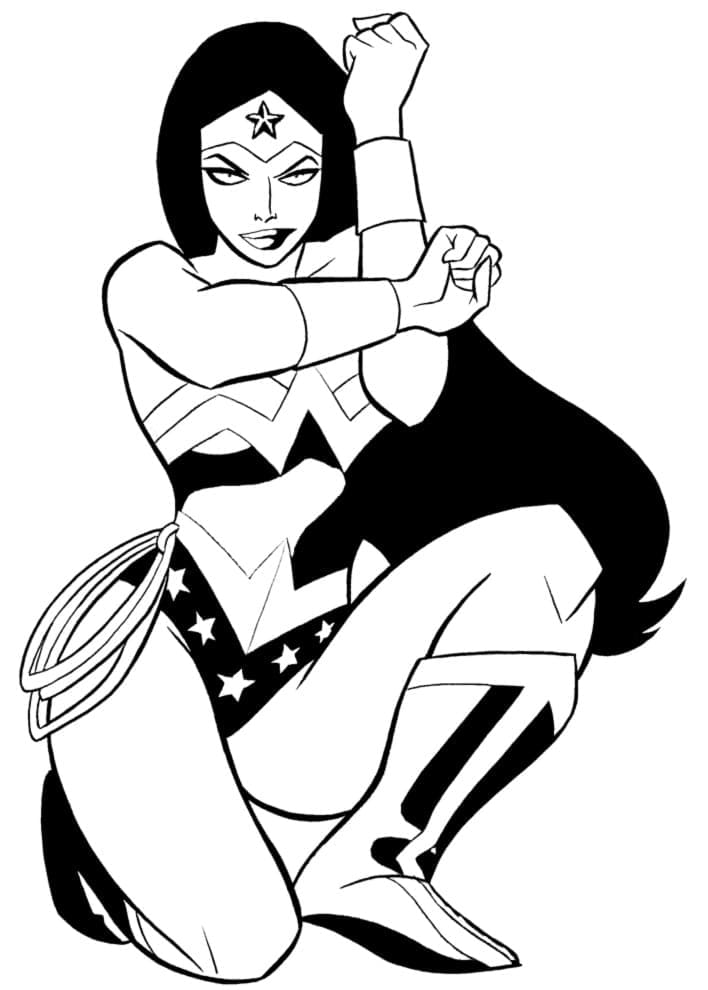 Desenho de Ligá da Justiça Mulher Maravilhá para Colorir