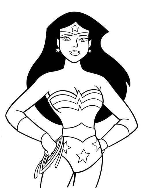 Desenho de Mulher Maravilhá Animado para Colorir