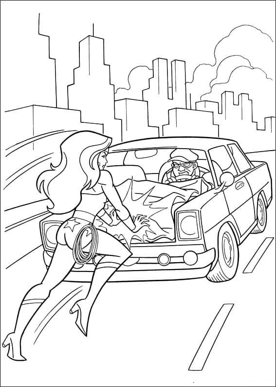Desenho de Mulher Maravilhá Forte para Colorir