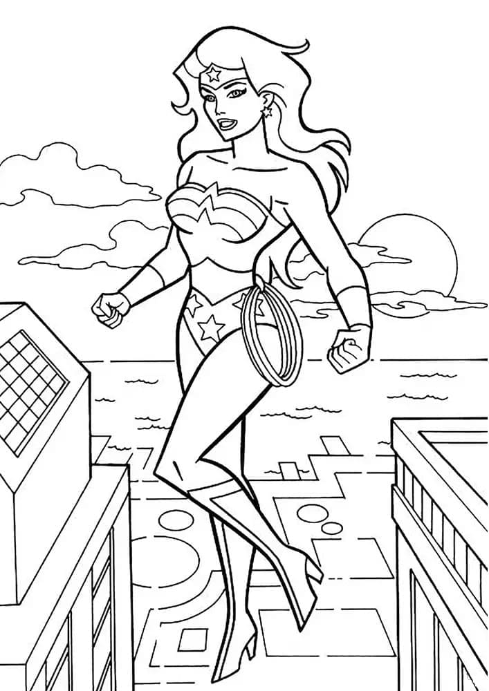 Desenho de Mulher Maravilhá Grátis para Colorir