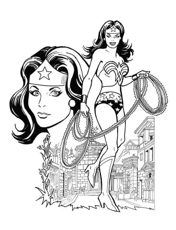 Desenho de Mulher Maravilhá Imprimivel Grátis para Crianças para Colorir