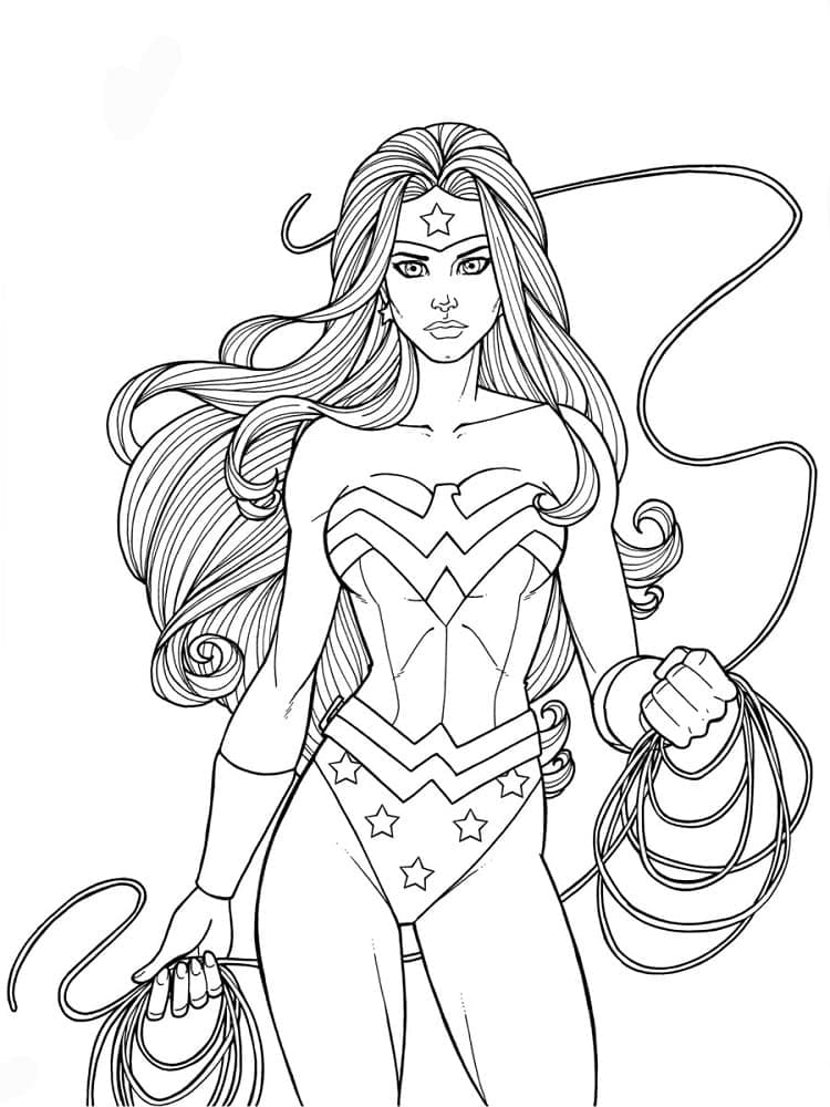 Desenho de Mulher Maravilhá Imprimivel Grátis para Colorir