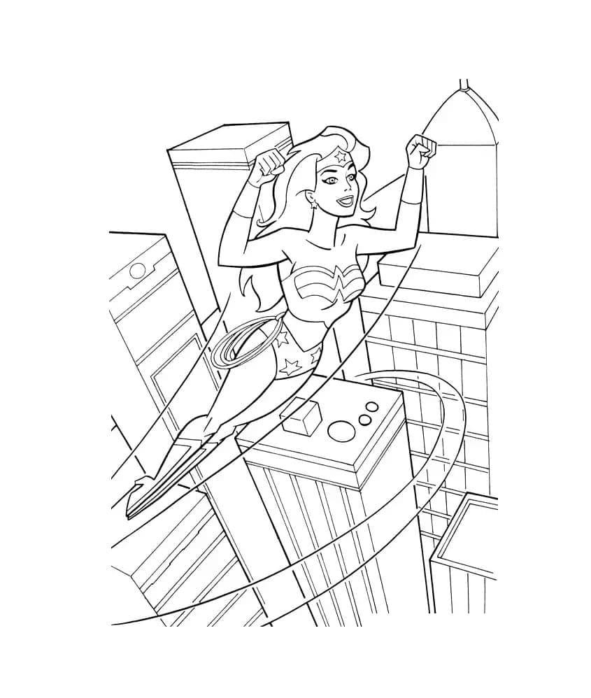 Desenho de Mulher Maravilhá Ligá da Justiça para Colorir