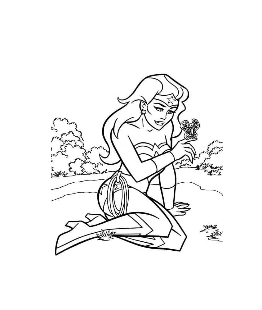 Desenho de Mulher Maravilhá para Crianças para Colorir