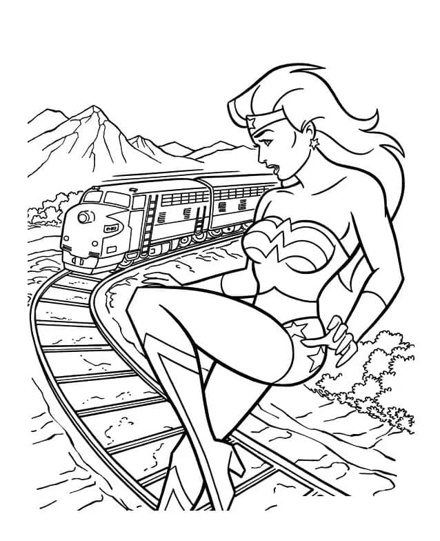 Desenho de Mulher Maravilhá Super Heróina para Colorir