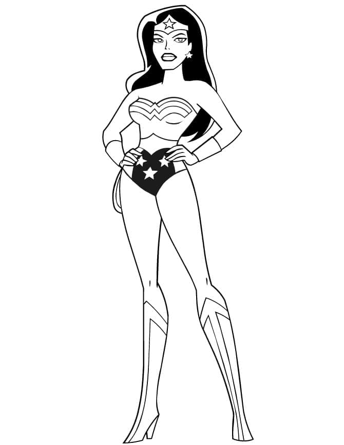 Desenho de Mulher Maravilhá de Desenho Animado para Colorir