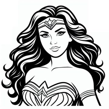 Desenho de Pintura de Mulher Maravilha para Colorir