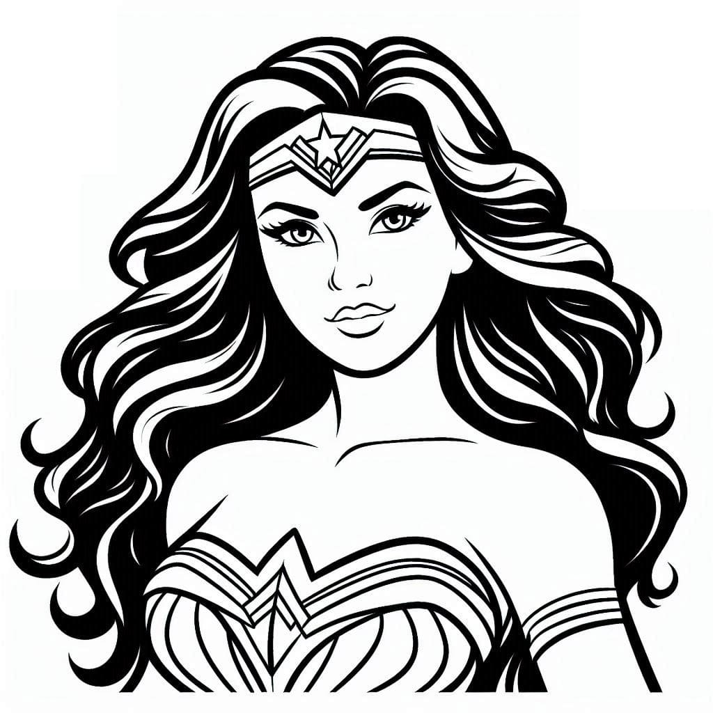 Desenho de Pintura de Mulher Maravilhá para Colorir