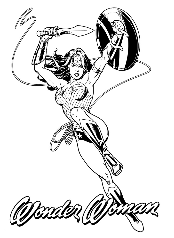 Desenho de Mulher Maravilhá Imagens para Colorir