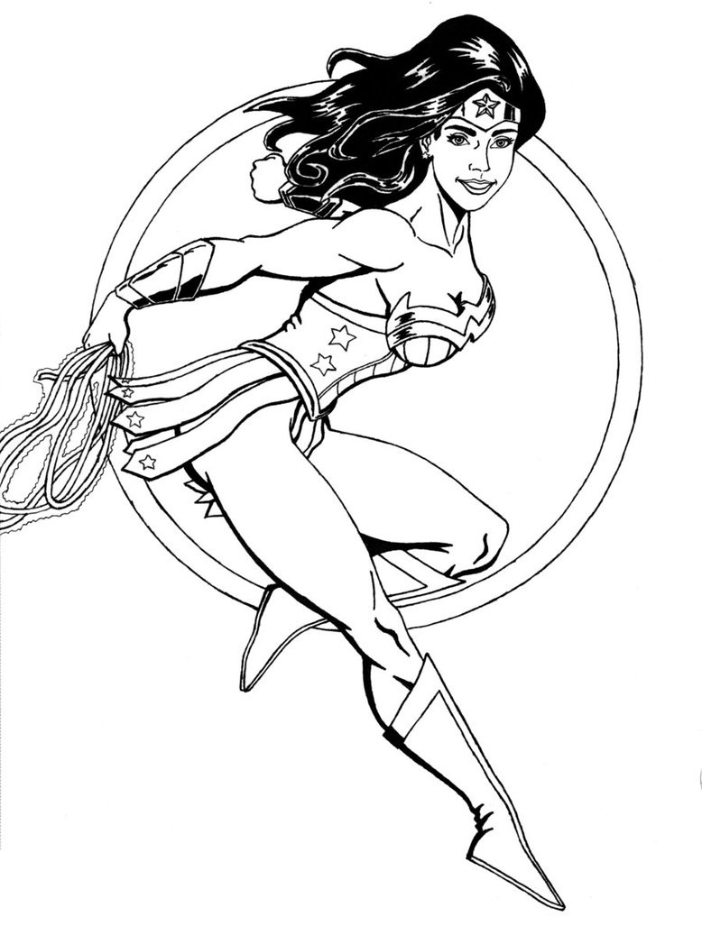 Desenho de Mulher Maravilhá Infantil para Colorir