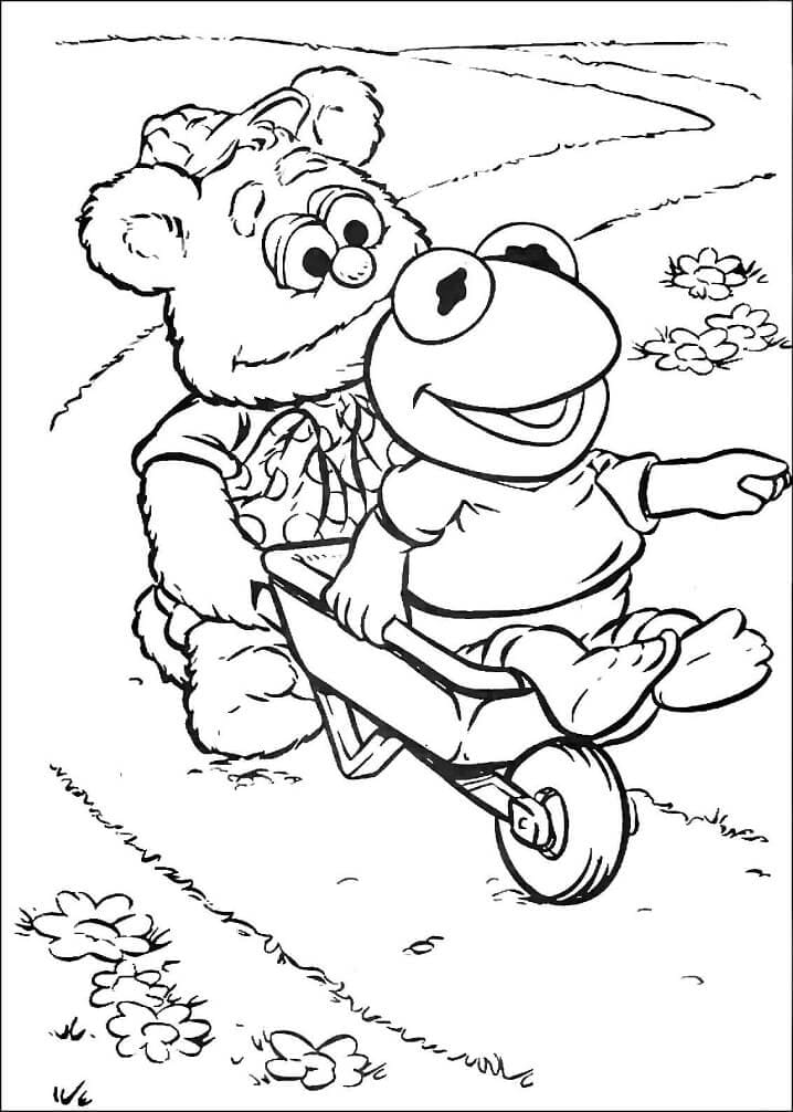 Desenho Bebê Fozzie Y Caço o Sapo para Colorir