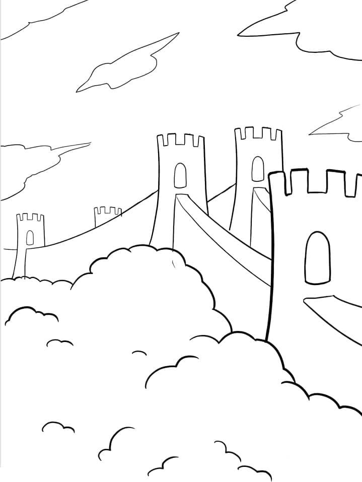 Desenho de Imagem de Muralha da China para Colorir