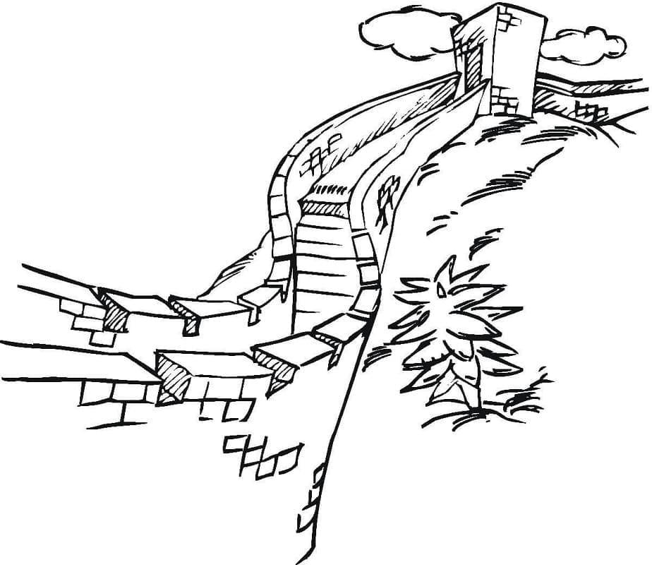 Desenho de Muralha da China para Colorir