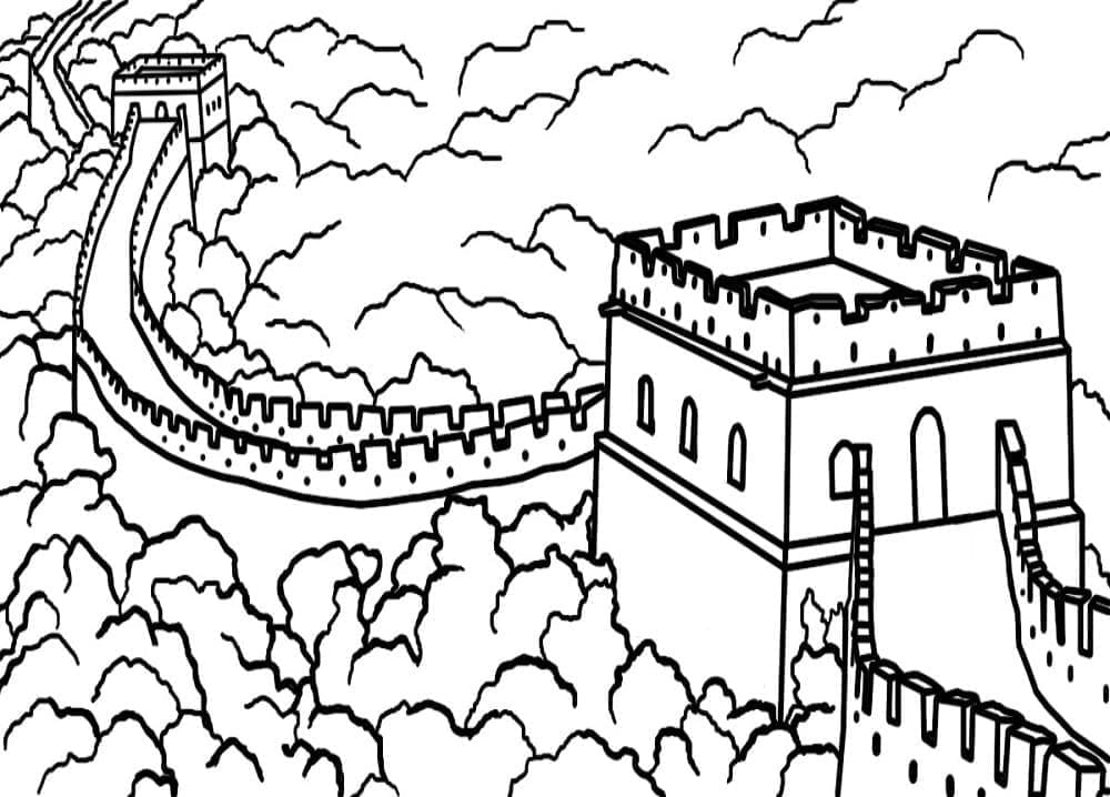 Desenho de Muralha da China Infantil para Colorir