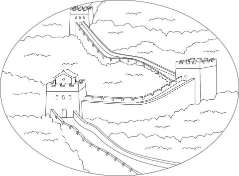 Desenho de Muralha da China para Pintar Giz de Cera