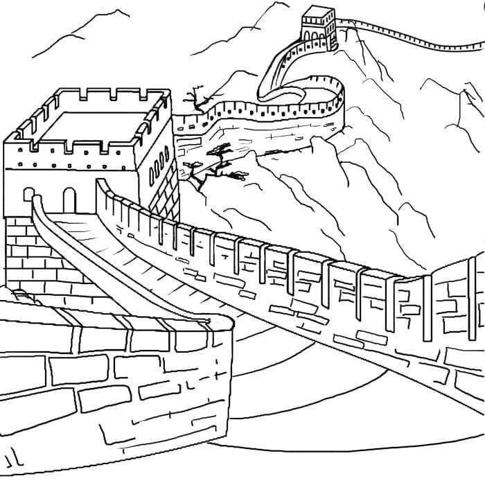 Desenho de Muralha da China Realista para Colorir