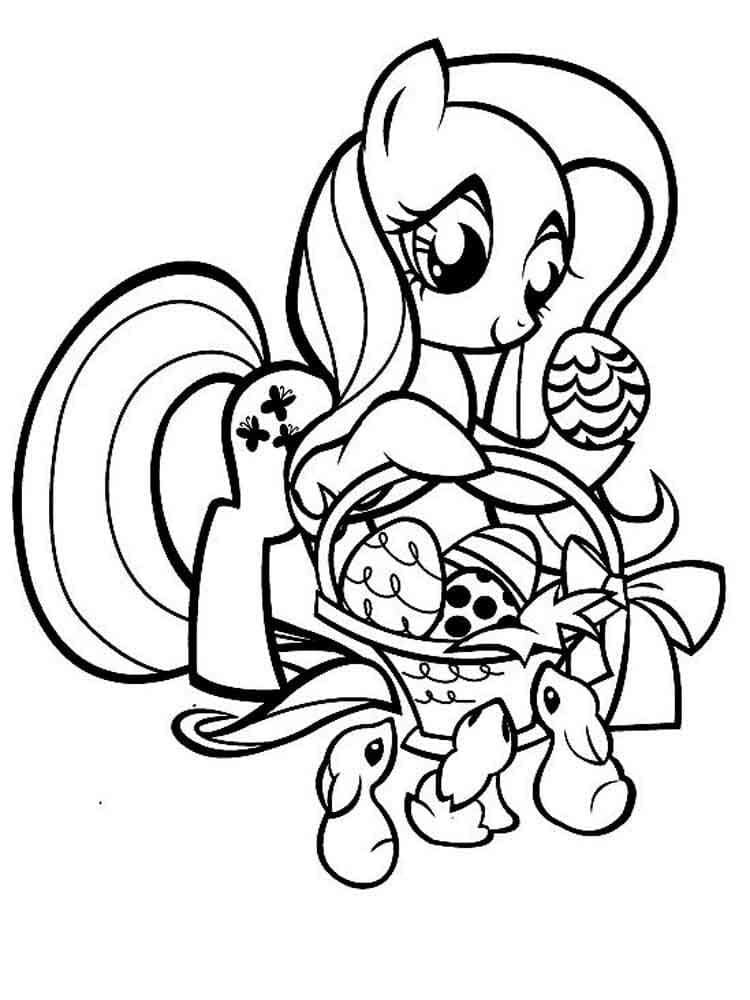 Desenho de Fluttershy na Páscoa para Colorir