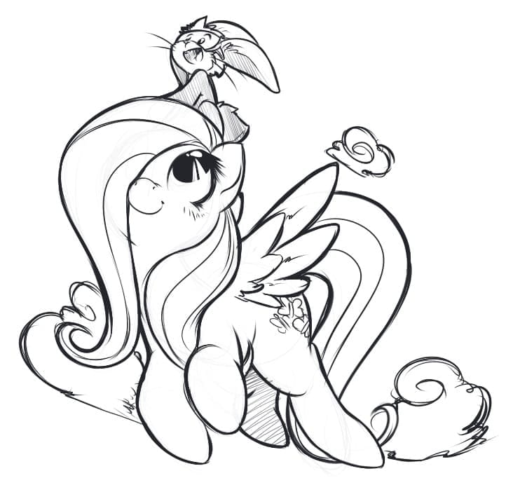 Desenho de Fluttershy para Crianças de 6 Ano para Colorir