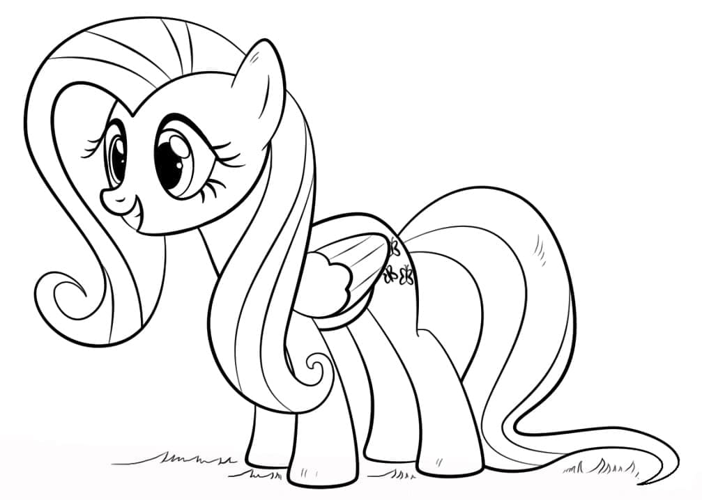 Desenho de Fluttershy Sorridente para Colorir
