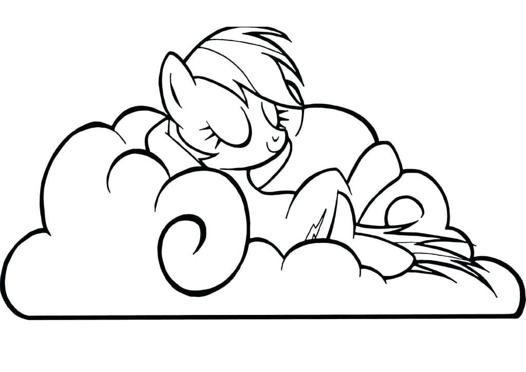 Desenho Rainbow Dash Dormindo para Colorir